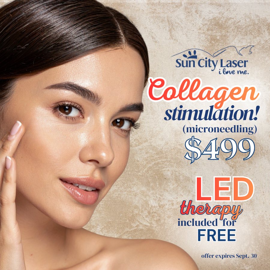 Collagen stimulation (microneedling) $499, LED therapy included for free. Offer expires Sept. 30.