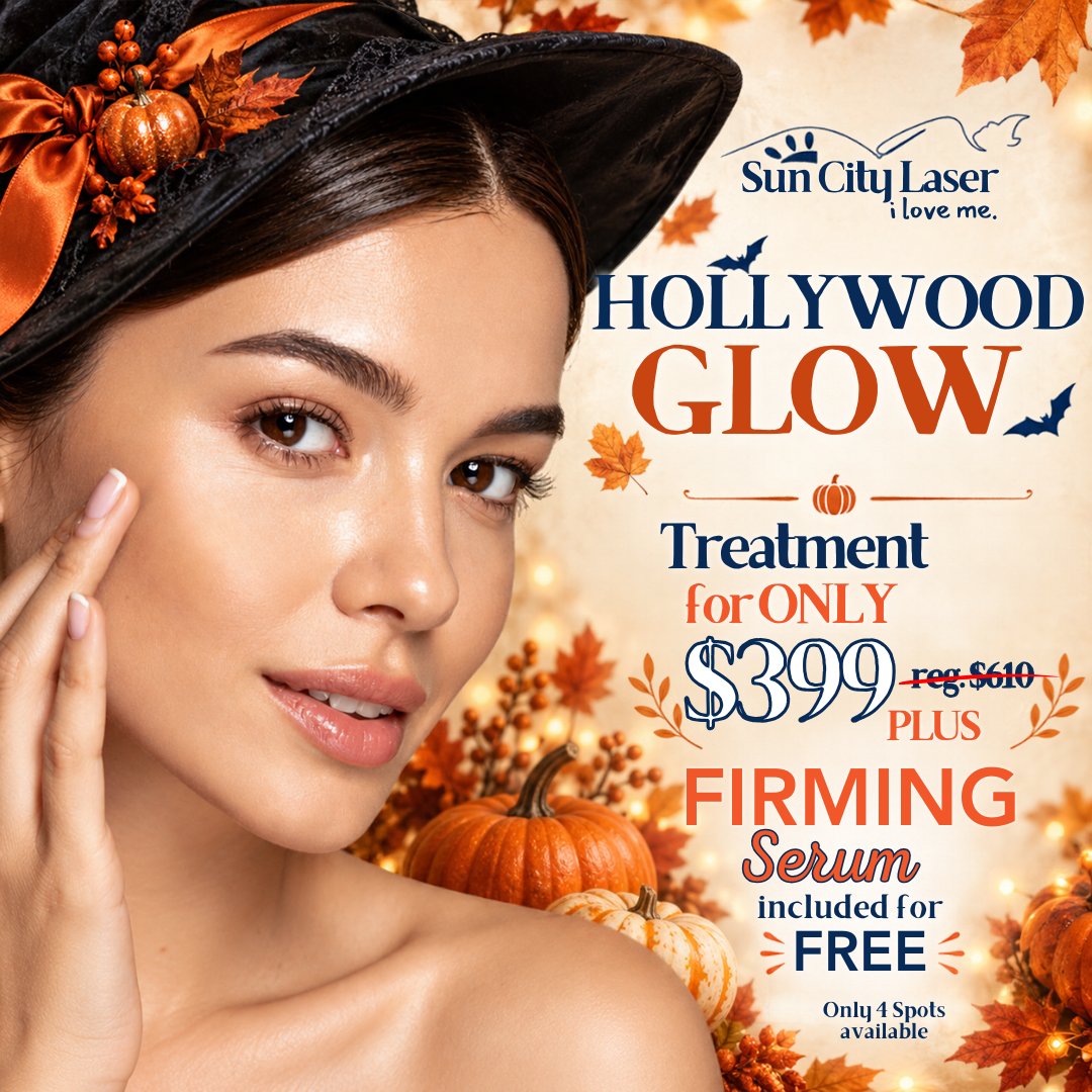 Hollywood Glow treatment for only $399, regular $610, plus firming serum included for free. Only 4 spots available.
