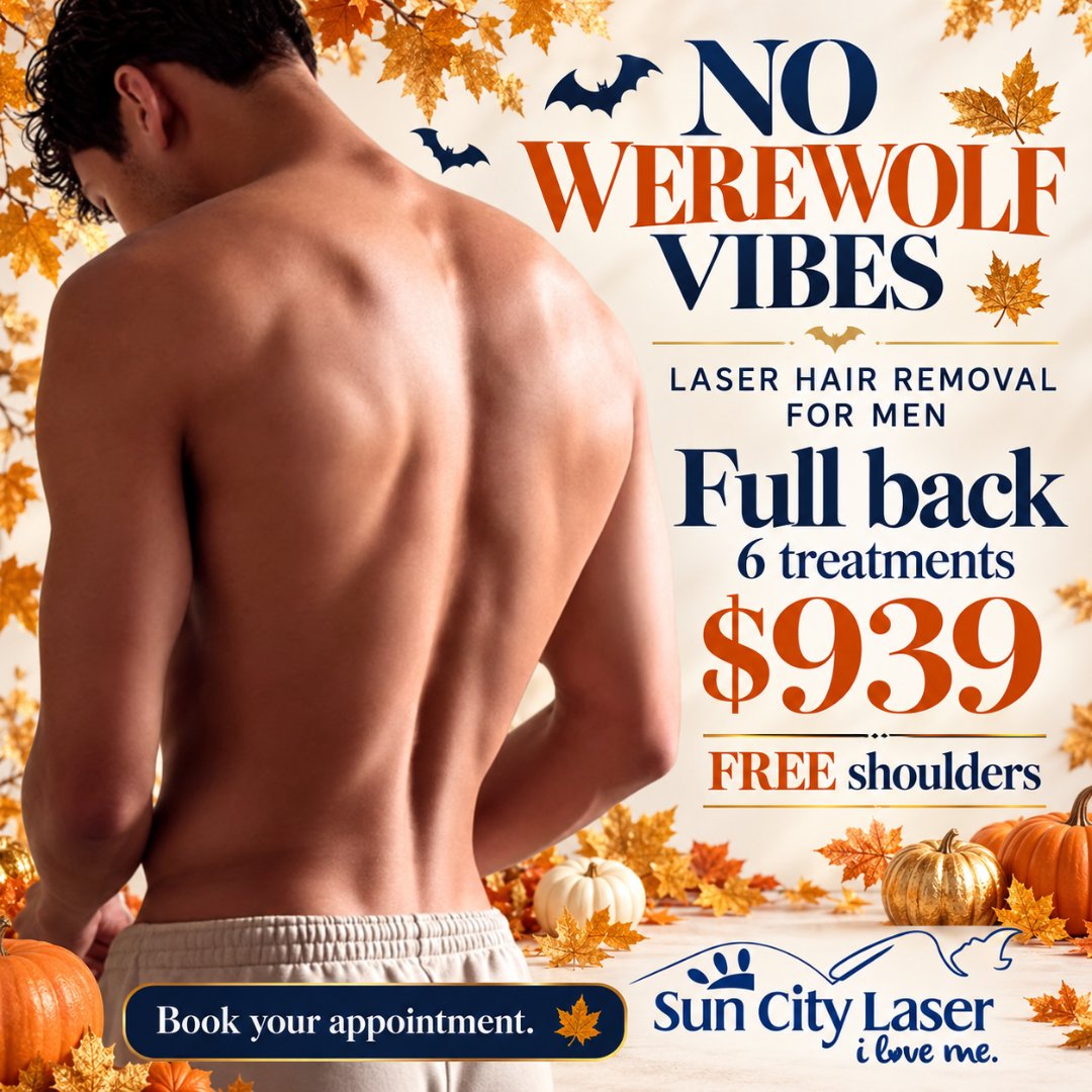 No werewolf vibes: laser hair removal for men, full back, six treatments $939, free shoulders.